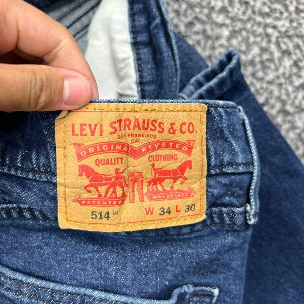 Levis 514 Jeans Men 34x30 Straight Fit Blue Denim Stretch Faded Pockets